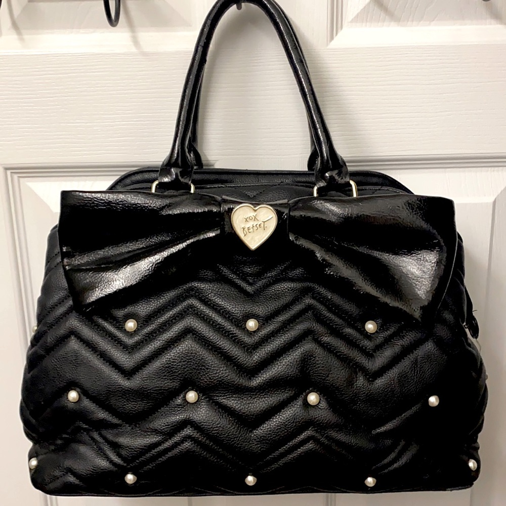 💋Betsey Johnson💋 Large Tote Bag With Big Bow & Pearls